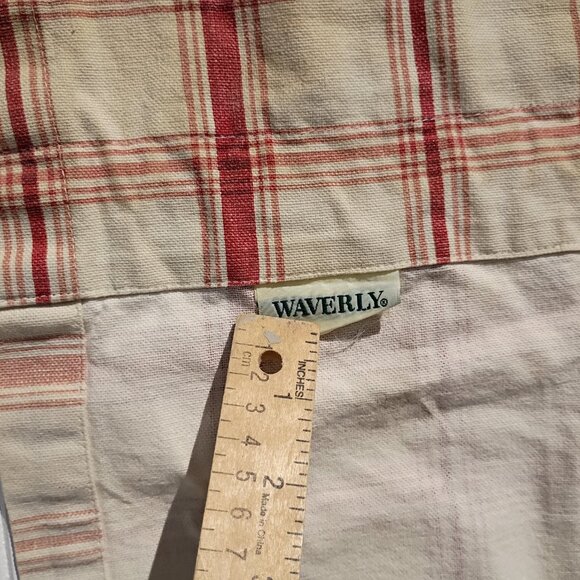 WAVERLY Curtain Valance Pantry Plaid Red Cream Country 59.5 inch Primitive Vtg - Picture 3 of 8